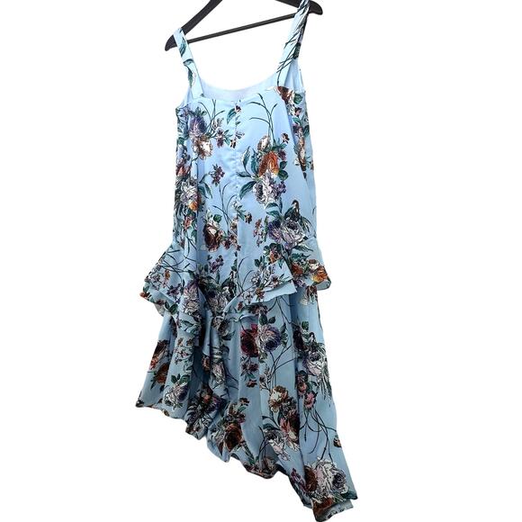 Cooper St Blue Floral Asymmetrial Ruffle Hem Dress Size 8 Fairycore Garden Girl - Picture 2 of 5